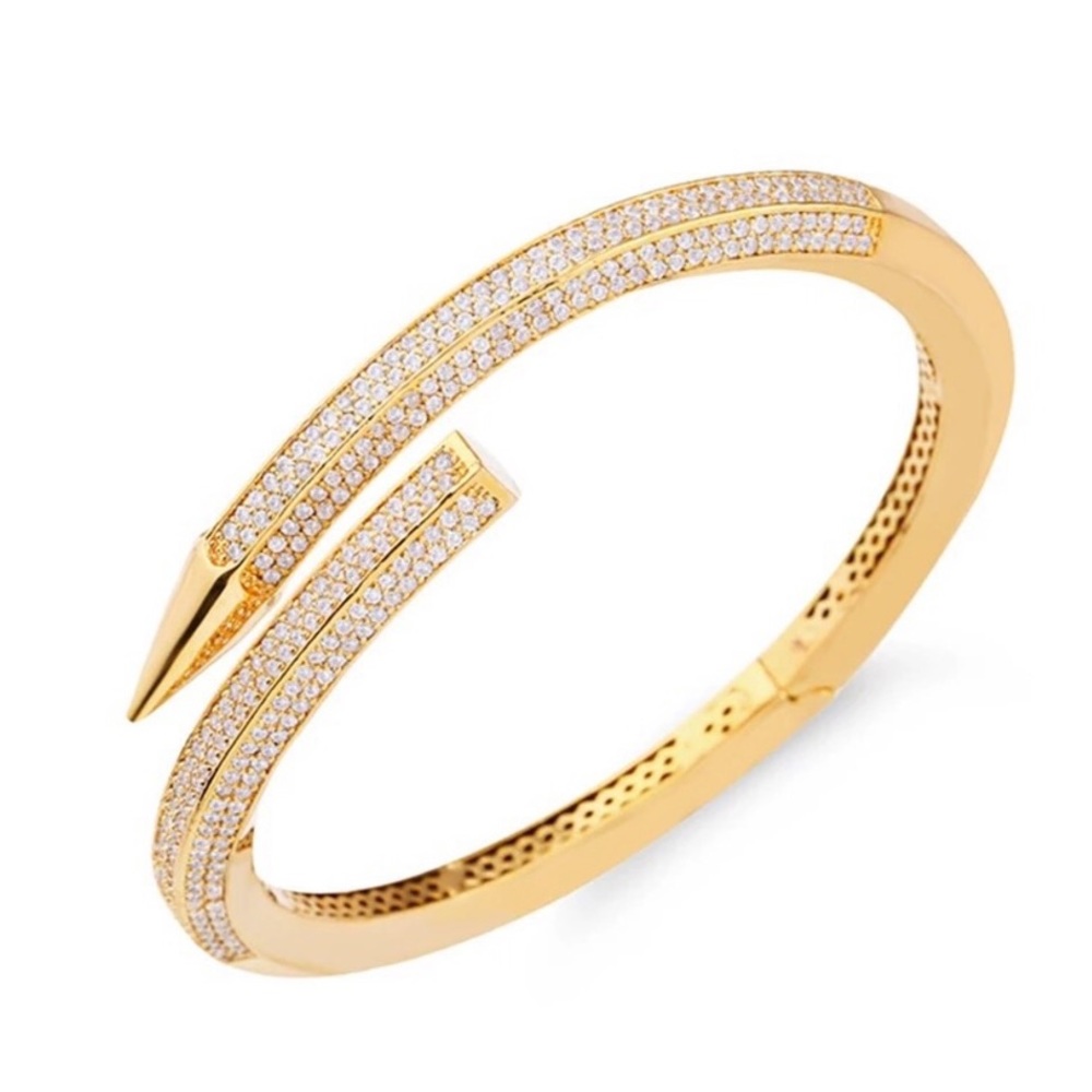 Gold Pave Nail Bangle